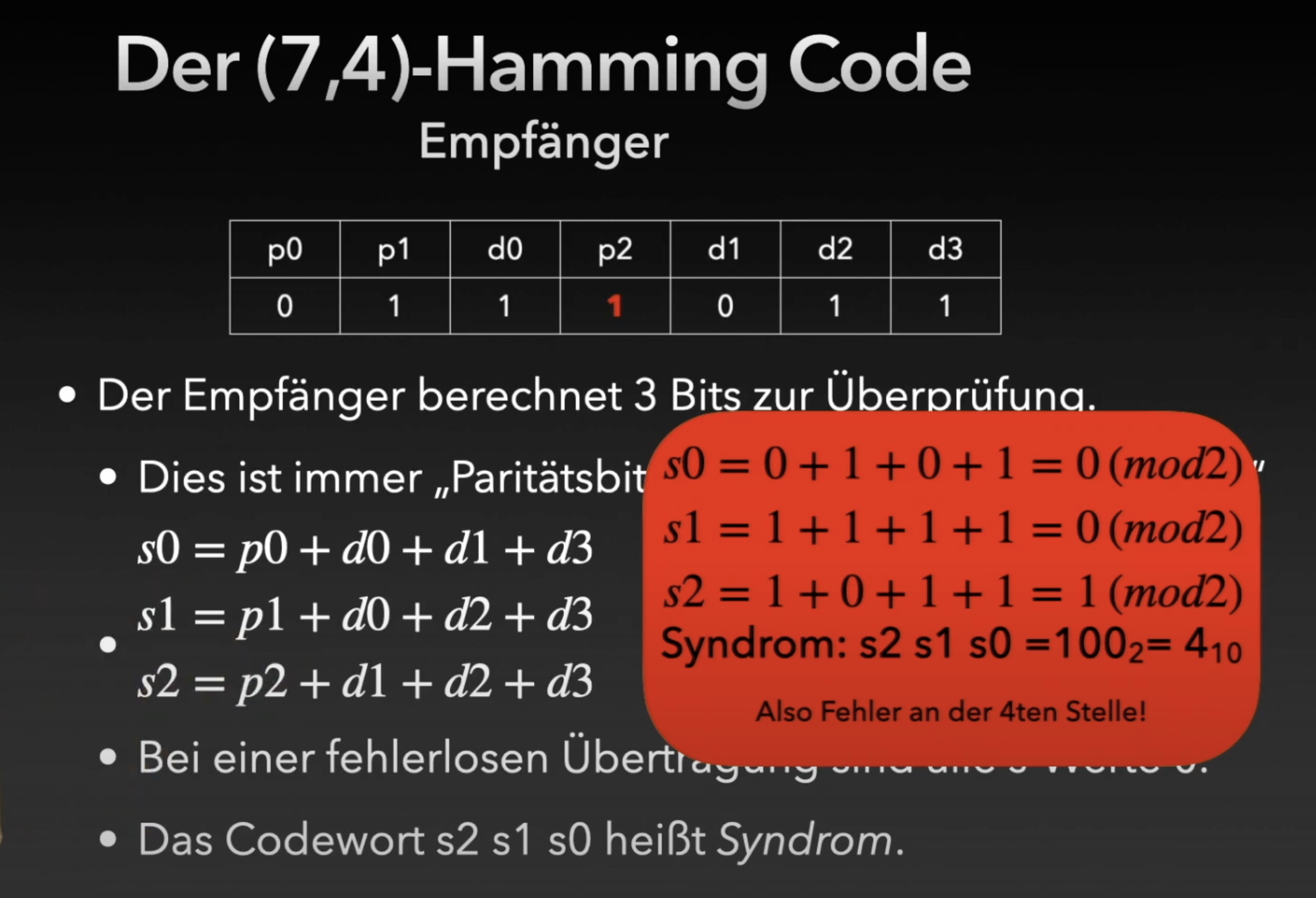 Hamming Code Beispiel 2